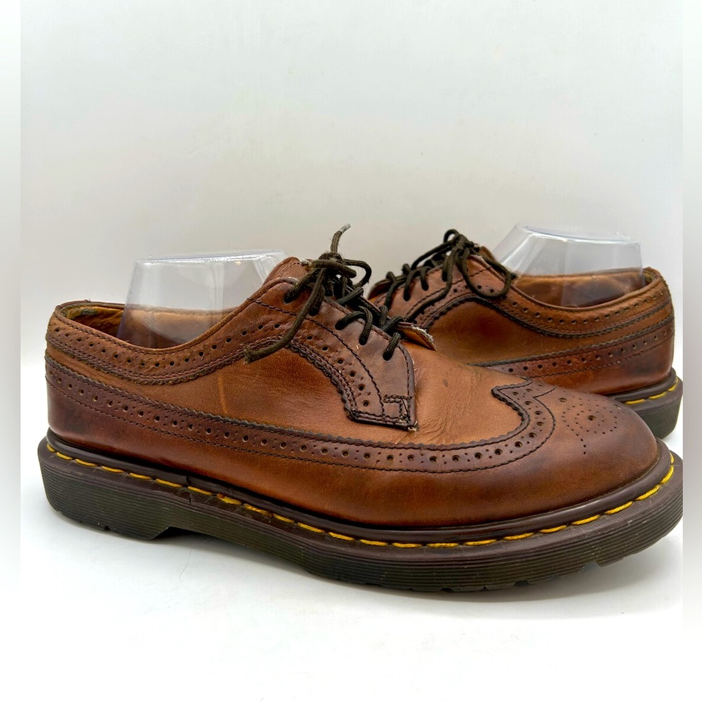 RARE Vtg Dr. Martens 3989 Made in England Wingtip Brown Brogues Oxfords Shoe 90s - Picture 7 of 14